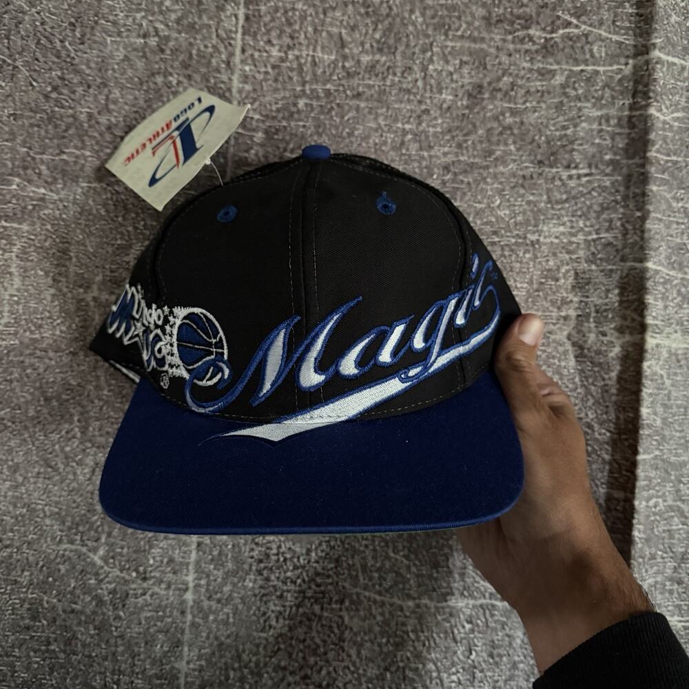 NWT Mens Vintage 90s Logo Athletic Orlando Magic Spell Out Big Logo Snapback Hat